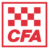CFA VIC logo red and white checked squares. CFA underneath
