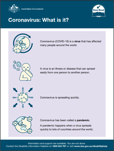Screenshot of Easy Read document. Coronavirus: What is it?