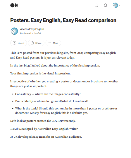 Poster.Easy English Easy Read comparison