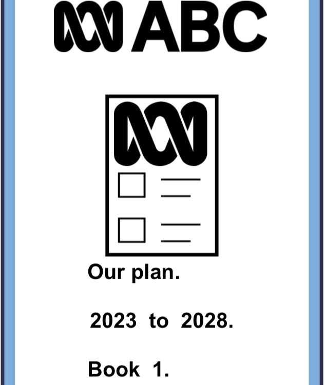 ABC Strategic Plan front page: Our plan. 2023-2028. Book 1.
