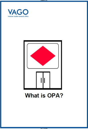 Access Easy English project. VAGO What is the OPA. Front page.