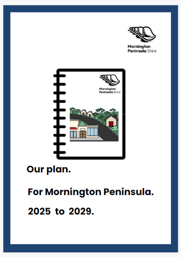 Mornington Peninsula Shire Our plan for Mornington Peninsula Final Easy English. Front cover.
