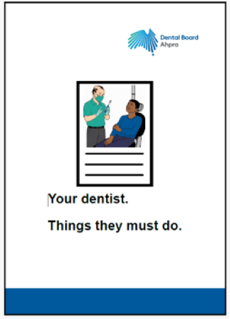 Easy English document for AHPRA: Your dentist Things they must do.