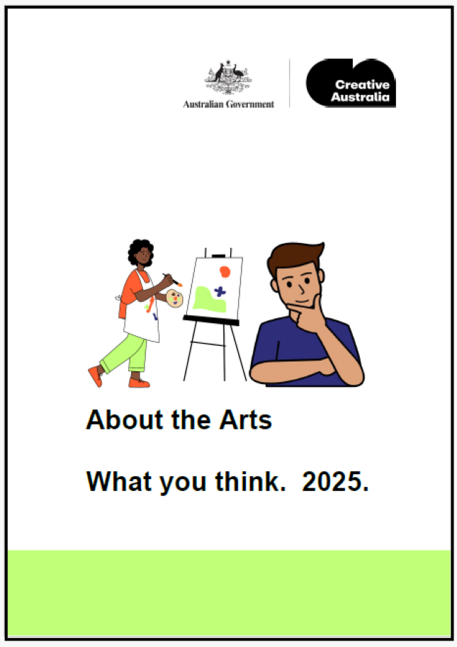 Easy English document for Creative Australia. About The Arts. What you think. 2025.