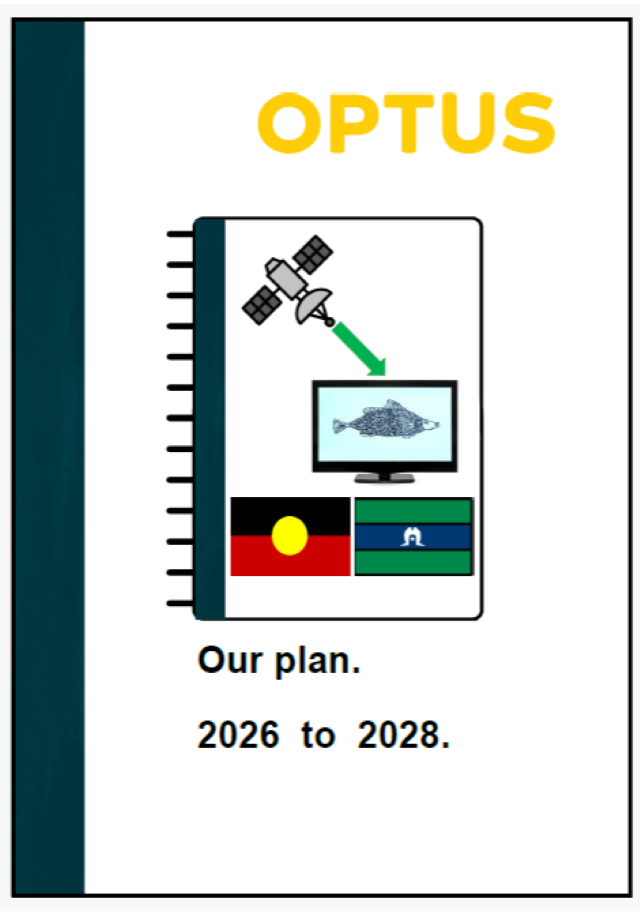 Easy English document for Optus. Our plan 2026 to 2028.