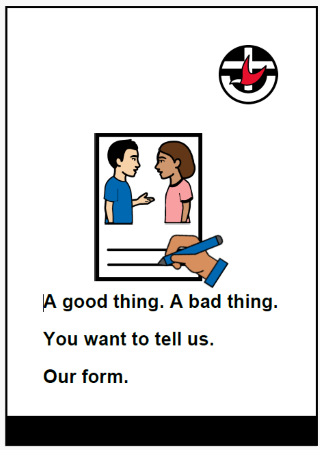 Easy English document for Uniting Church You want to tell us some thing. Our form.