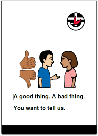Easy English document for Uniting Church. A good thing. A bad thing. You want to tell us.
